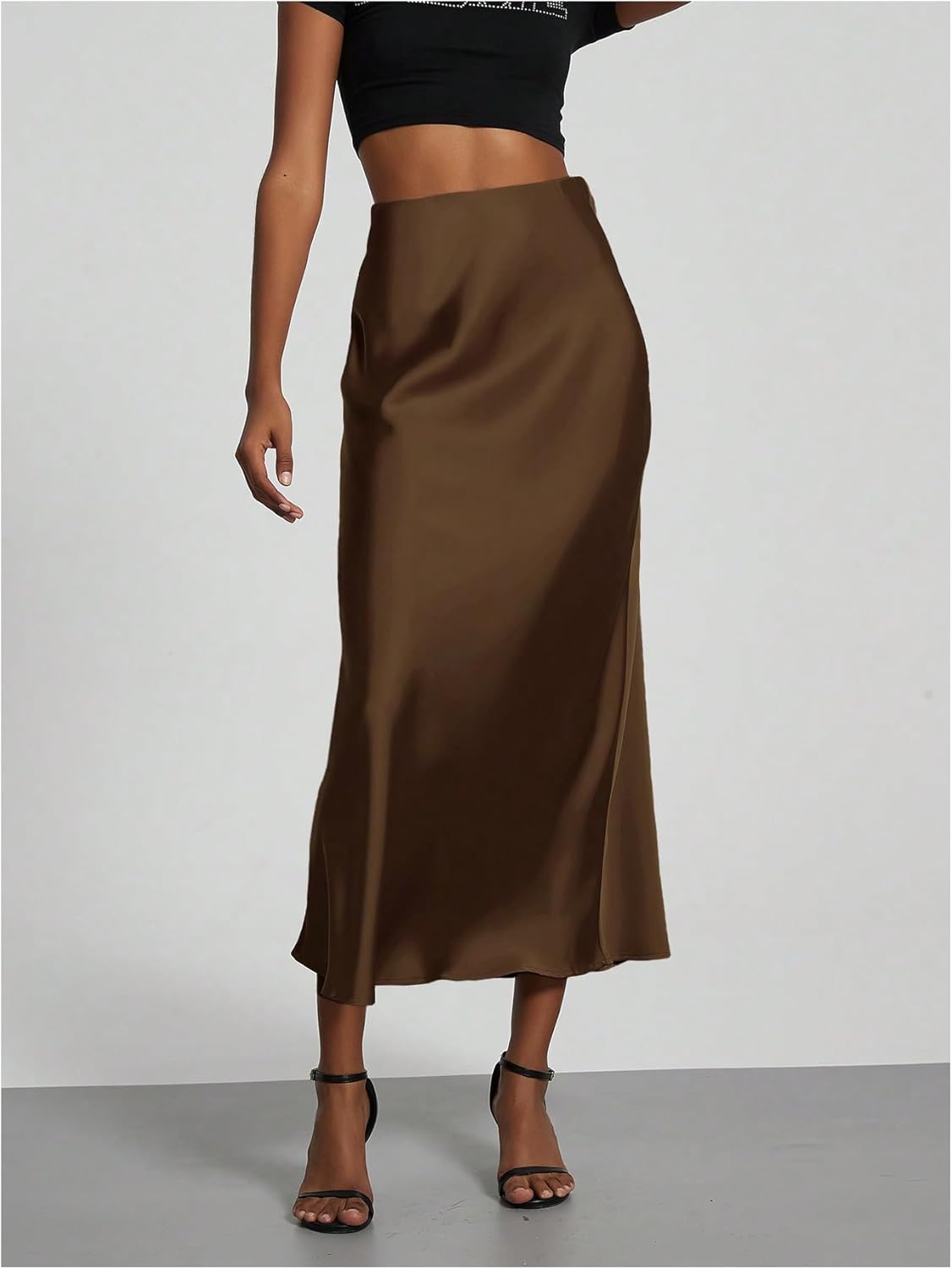SOLY HUX Women's Elegant Satin Skirts High Waisted Flared Casual Work Office Fishtail Midi Skirt - Image 5