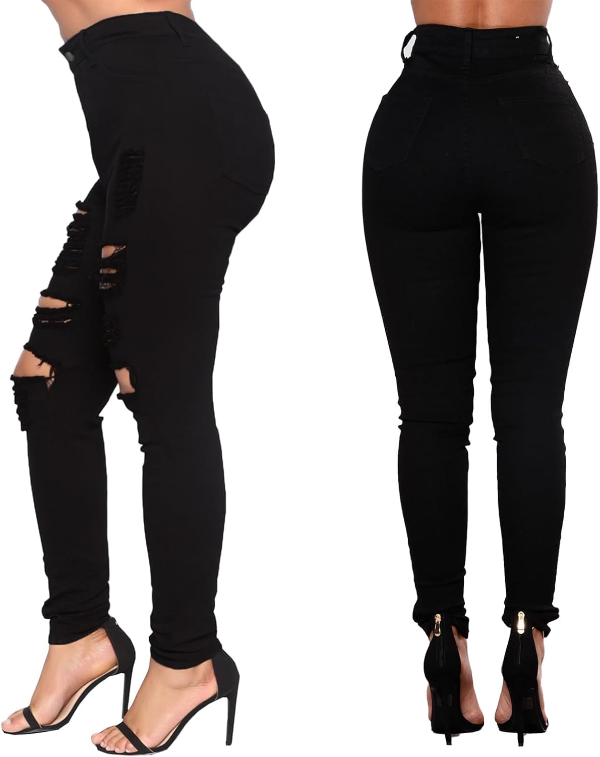 Ripped Skinny Jeans for Women High Waisted Stretch Slim Fit Distressed Denim Jeans Pants - Image 2