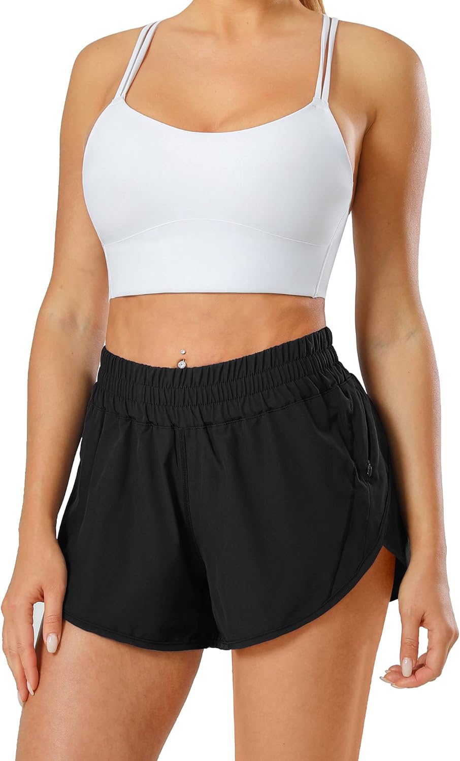 Aurefin Athletic Shorts for Women,Women's Quick Dry Workout Sports Active Running Track Shorts with Elastic and Zip Pockets - Image 5