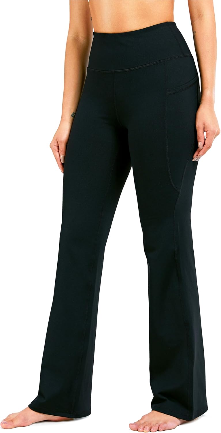 28"/30"/32"/34" Inseam Women's Bootcut Yoga Pants Long Bootleg High-Waisted Flare Pants with Pockets - Image 2