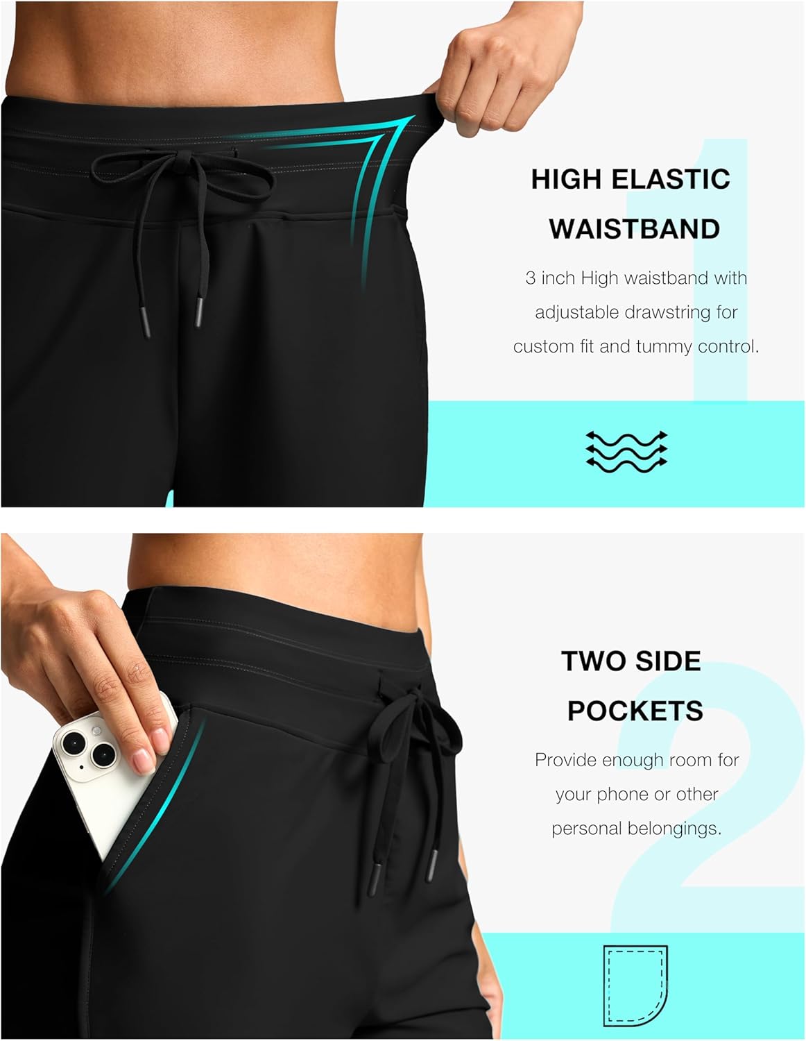 G Gradual Women's 4'' High Waisted Swim Board Shorts Quick Dry Swimming Bathing Suit Bottoms for Women with Pockets Liner - Image 5