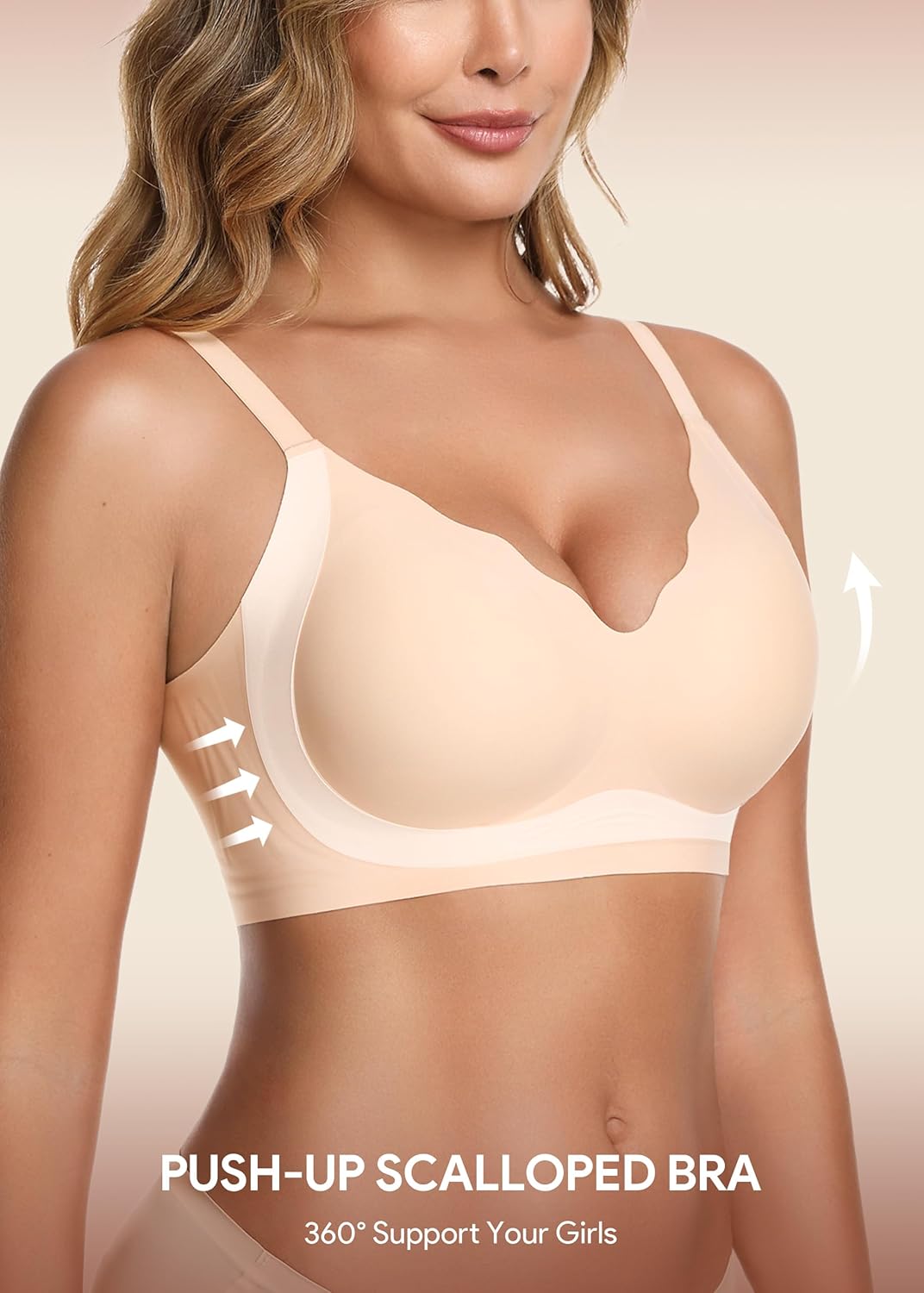HBselect Jelly Bras for Women No Underwire 3PCS Comfort Wireless Push Up Bras Seamless Scalloped Lift Everyday Bralettes - Image 3