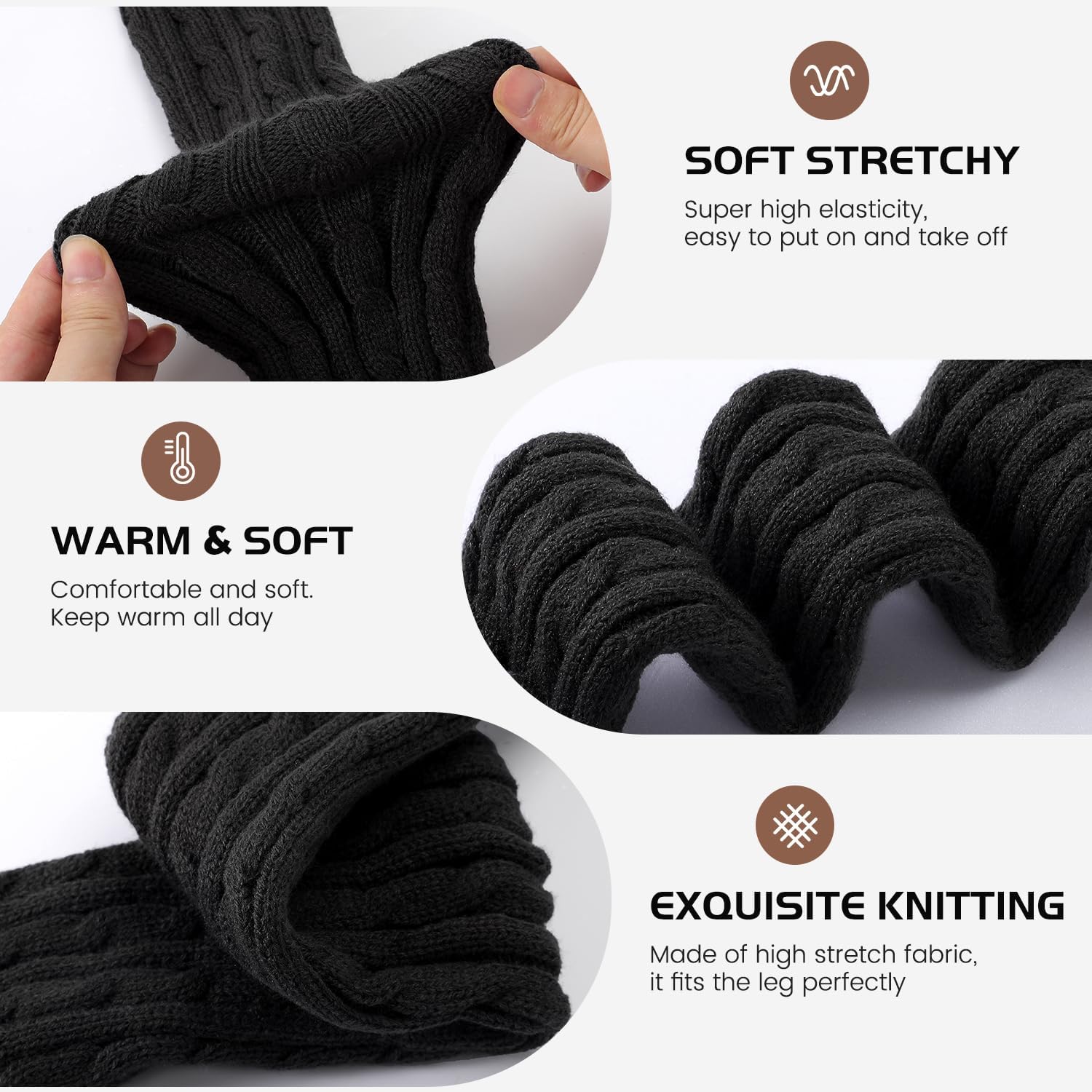 Pleneal Leg Warmers for Women - 1/2/3 Pairs Fashion Cable Knit Warm Leg Warmers 80s Accessories for Party Sports Yoga - Image 4