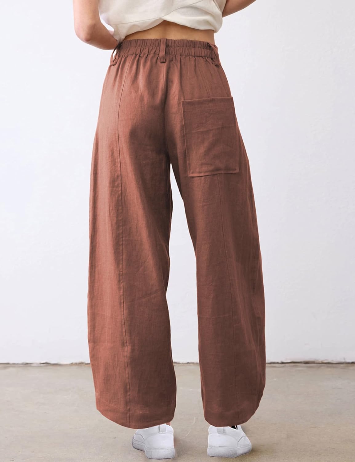 Tanming Womens Linen Pants Casual Capri Baggy Wide Leg Trousers Palazzo Pants Beach Vacation Outfits - Image 3