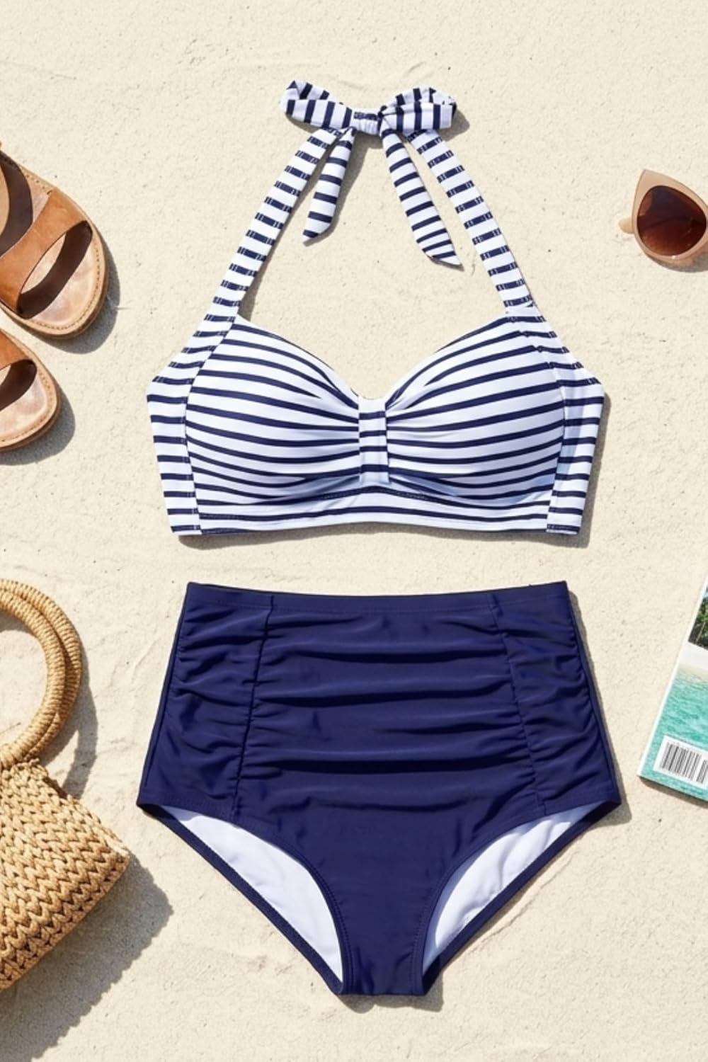 Holipick Women High Waisted Bikini Set Two Piece Swimsuit Tummy Control Bathing Suit Vintage Halter Swimwear - Image 6