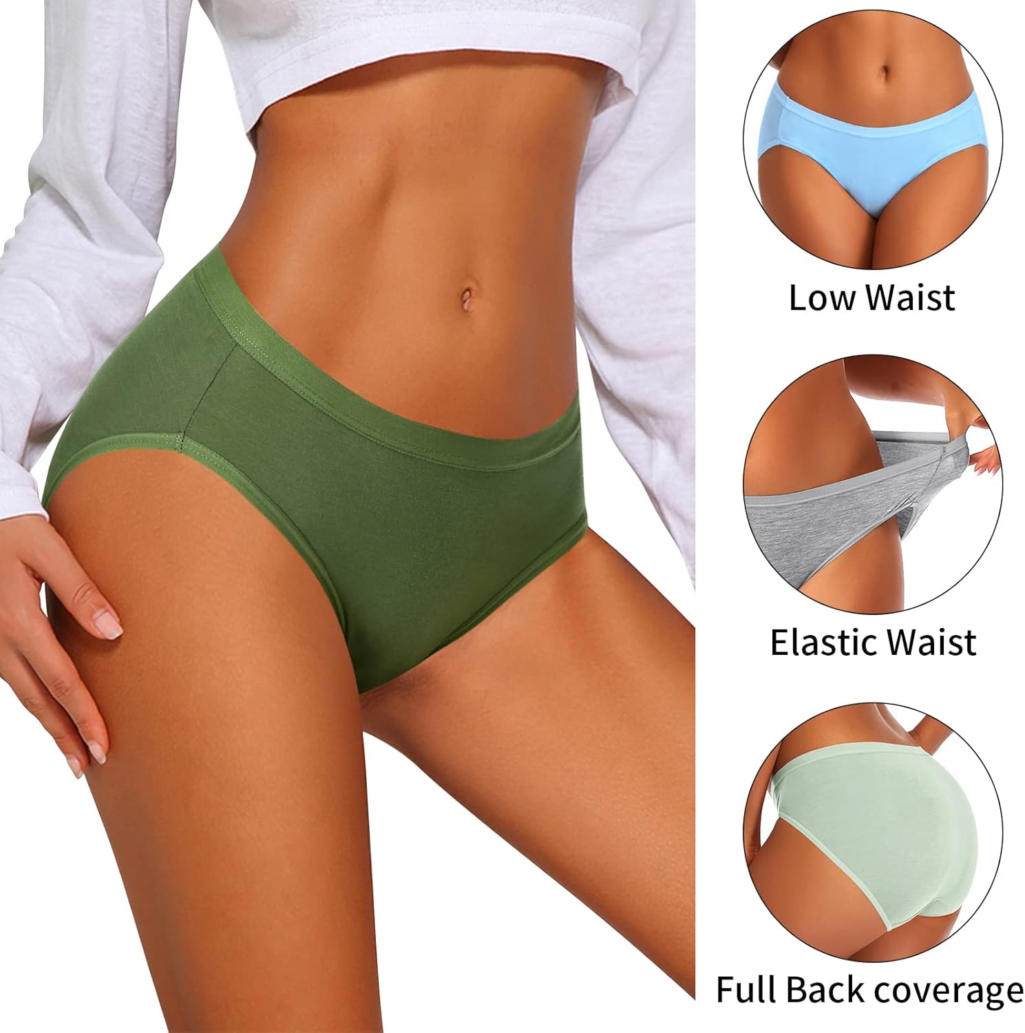 Eiggam Women's Cotton Bikini Panties,High-Cut Full Coverage Stretch Cool Underwear for Women - Image 4