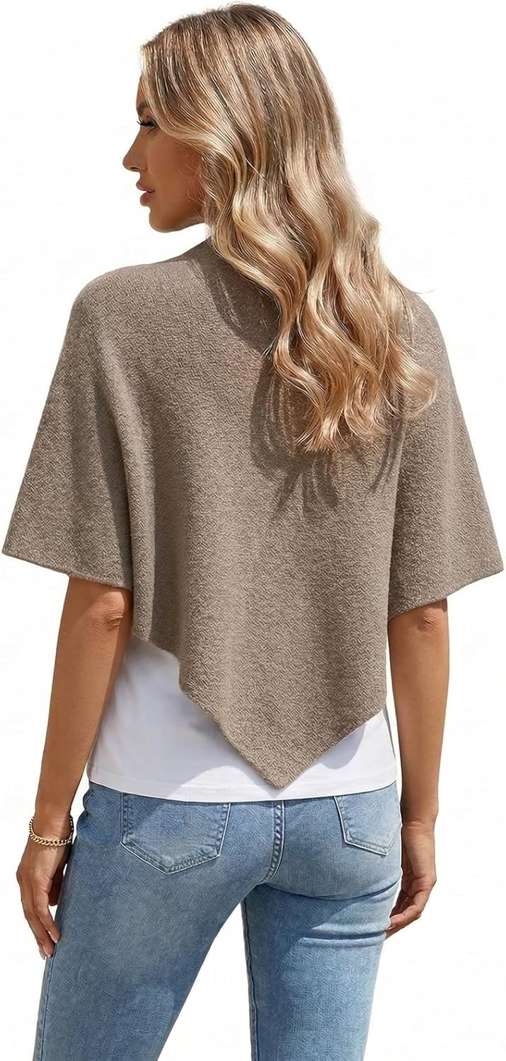 Shawl Wraps Women Pashmina Cardigan Triangle Cape Knit Shoulder Top Sweater Scarf for Fall Winter - Image 4