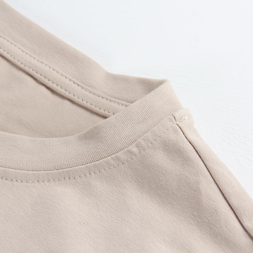 PRIMODA Women's Oversized Workout Cropped T Shirts Crew Neck Short Sleeve Casual Loose Summer Crop Tee Tops Cotton - Image 4