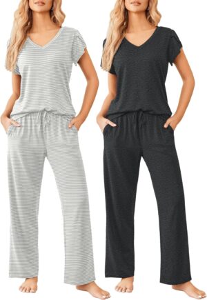 Ekouaer 2 Pack Womens Pajamas Short...