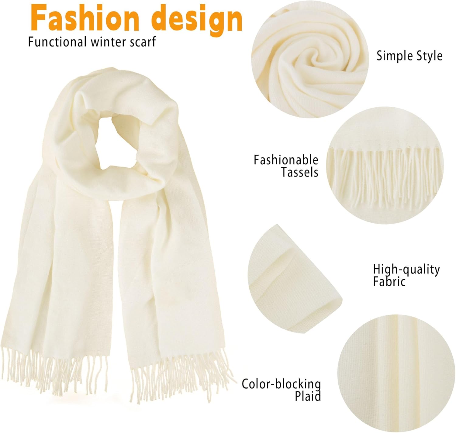 Mealah Winter Scarf for Women Men Cold Weather - Soft Warm Shawls Scarves with Tassels(78.7''*26.8'') - Image 3