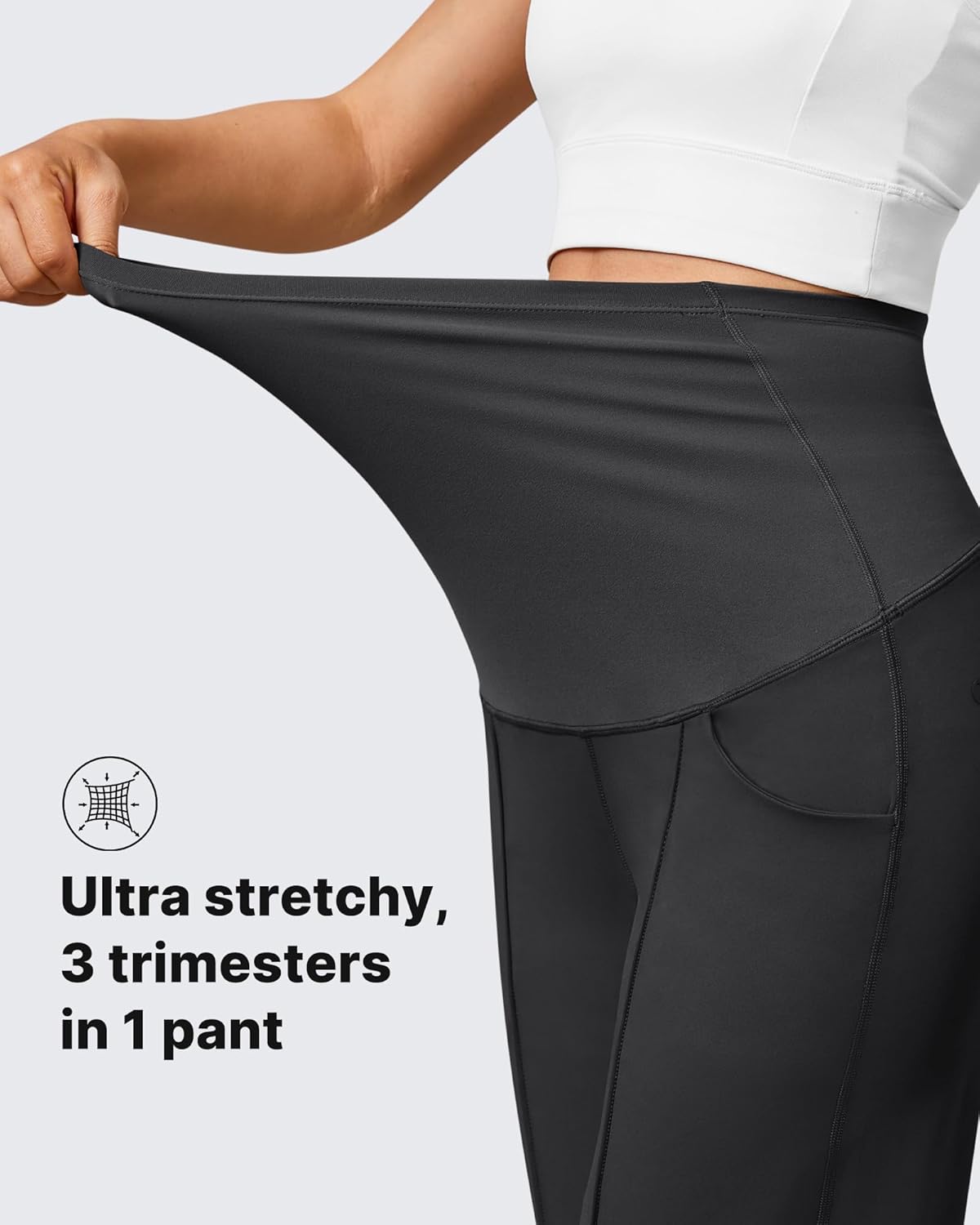 G4Free EverGoing Maternity Dress Yoga Pants with Pockets Over The Belly Stretchy Work Slack Pregnancy Wide Leg Trousers - Image 5