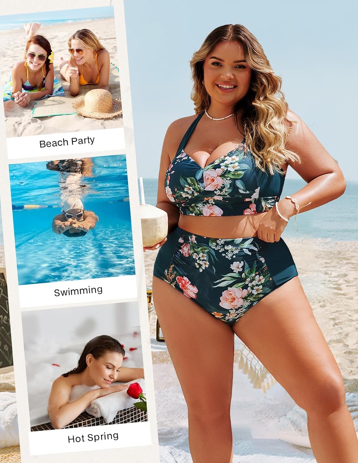 Hanna Nikole Womens High Waisted Bikini Sets Tummy Control Swimsuit Ruched Two Piece Bathing Suit - Image 5