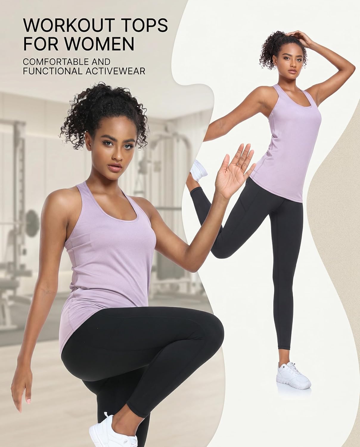 6 or 5 Pack Workout Tank Tops for Women, Athletic Racerback Sports Tank Tops, Compression Sleeveless Dry Fit Shirts - Image 2