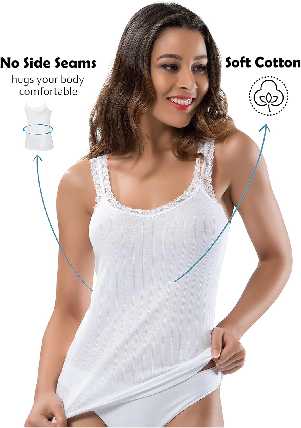 VAVONNE Camisole for Women, All Cotton, Airy Soft Comfy Tank Tops Cami Undershirt - Image 4