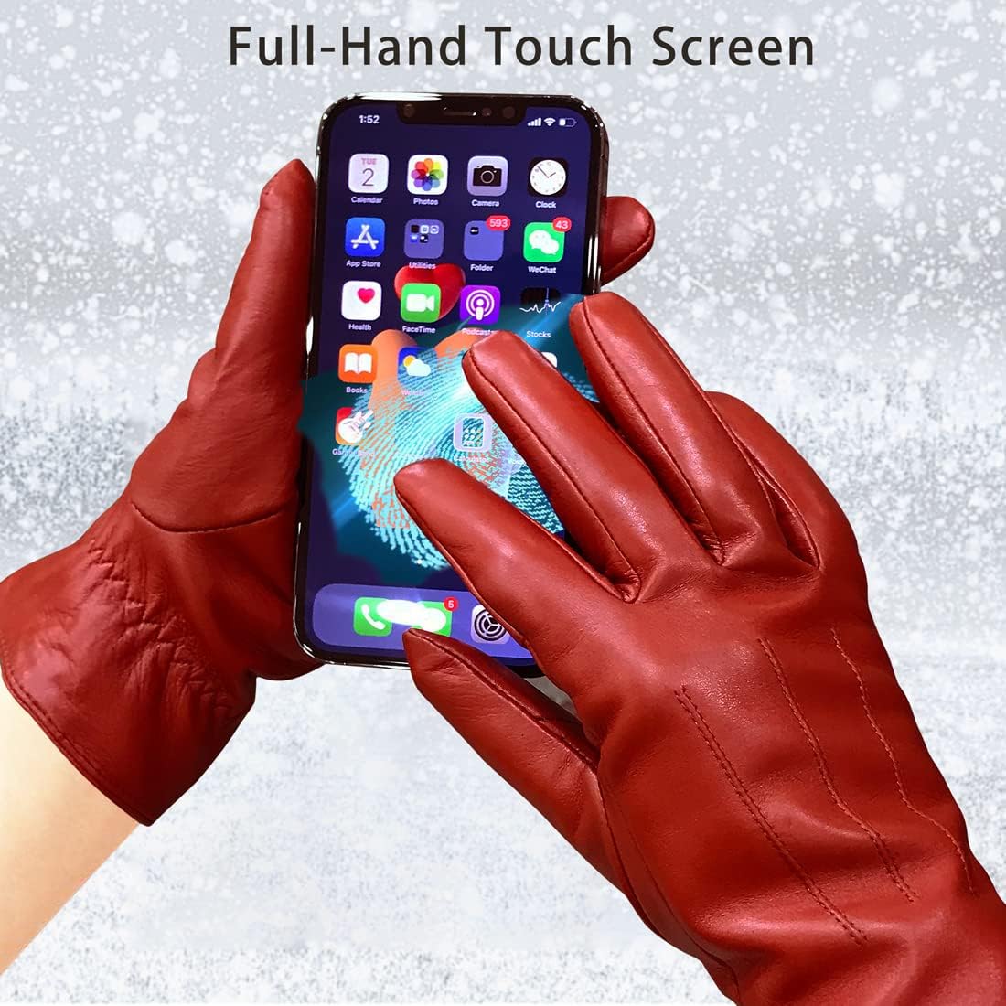 Harssidanzar Womens Winter Warm Cashmere Lining Touchscreen Texting Warm Driving Lambskin Leather Gloves GL017 - Image 6