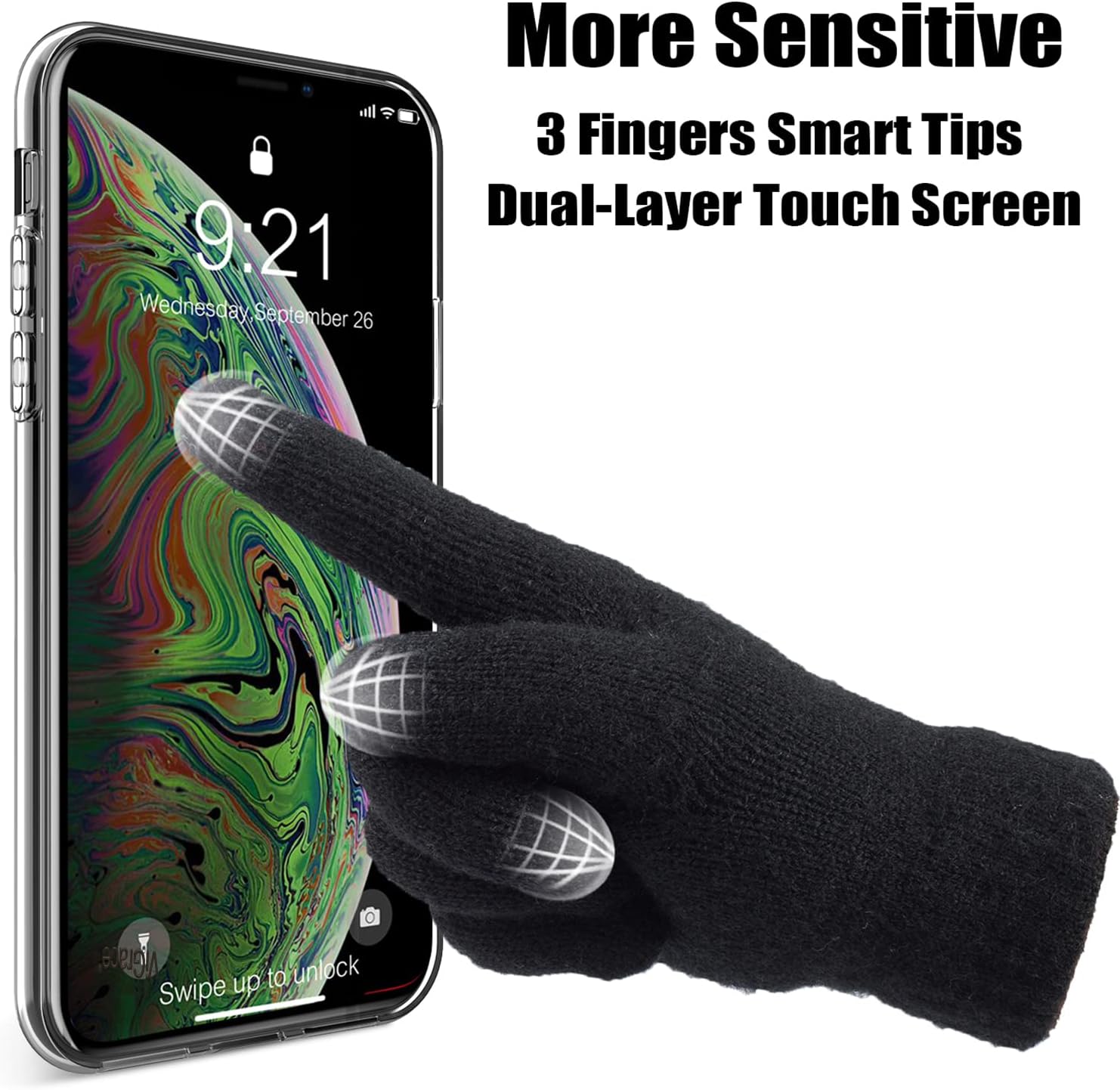 ViGrace Women's Winter Warm Touch Screen Gloves Cable Knit Wool Fleece Lined Touchscreen Texting Mittens for Women - Image 3