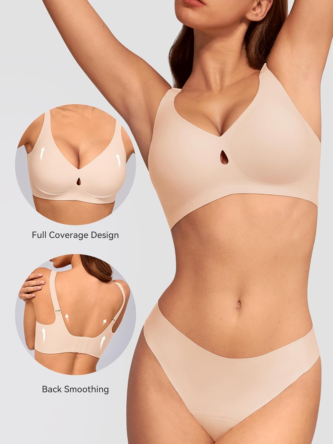 LUCKMEEY Bras for Women No Underwire Wireless Bras - Seamless Push Up Full Coverage Bralettes Comfortable Everyday Bra - Image 4