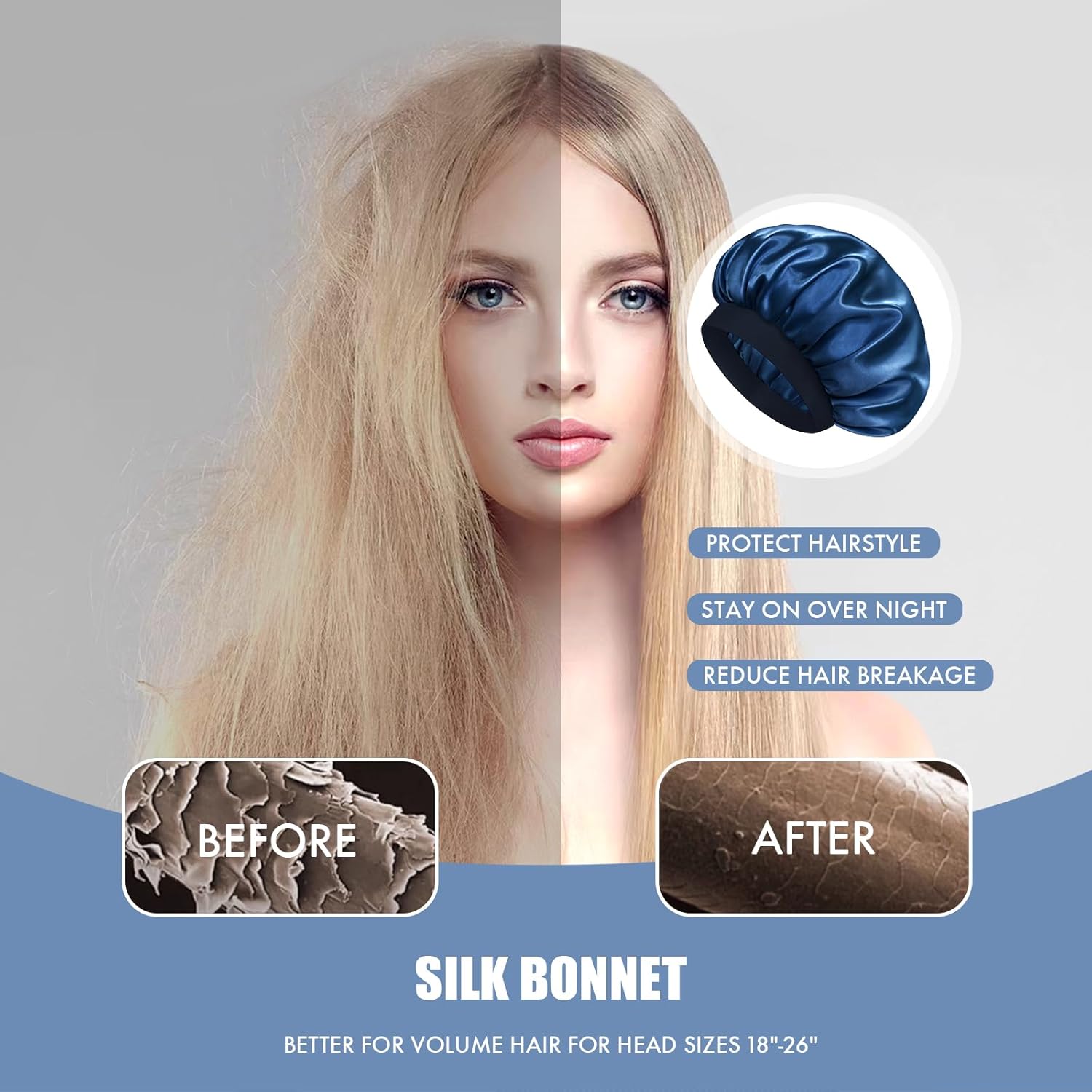 Satin Silk Bonnet for Sleeping, Double Layer Silk Sleep Cap for Men & Women, Soft Satin Lined Bonnet for Curly Hair - Image 5