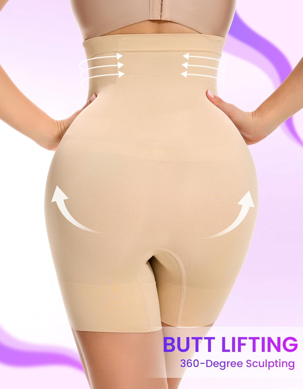 SIMIYA Shapewear Tummy Control Shorts for Women, 5-IN-1 Body Shaper High Waisted Girdle Boyshort Slip Short for Under Dresses - Image 2