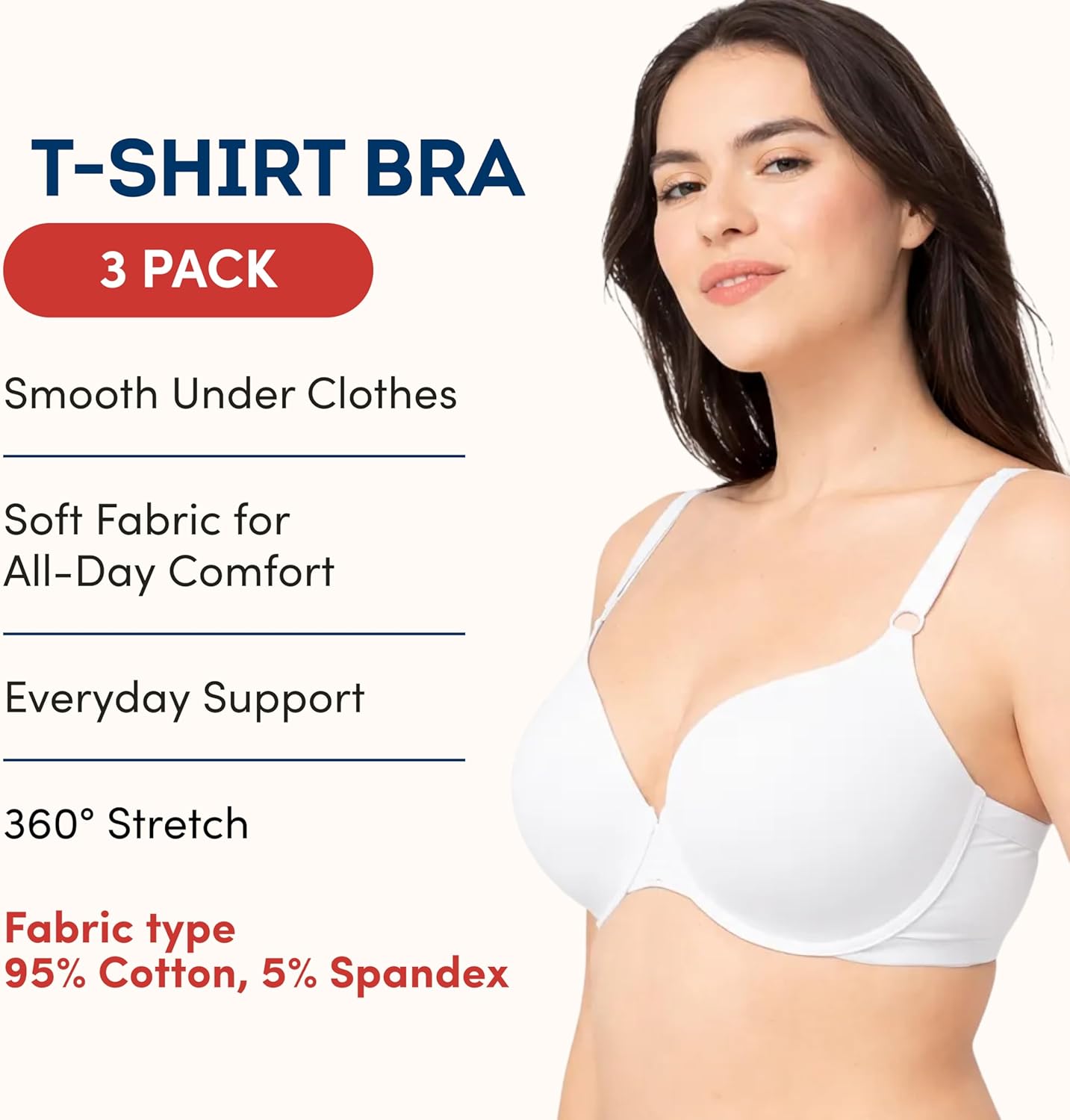 Fruit of the Loom Women's Smooth Cotton T-Shirt Bra - Ultra-Soft, Flexible, and Invisible Under Tees - Image 3
