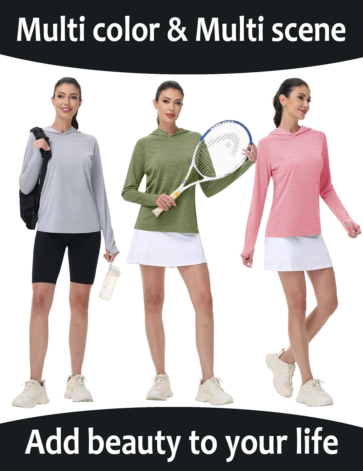 KEFITEVD Womens UPF 50+ Sun Hoodie Shirt Long Sleeve Fishing Hiking Hooded UV Shirts Lightweight Quick Dry Tops - Image 7