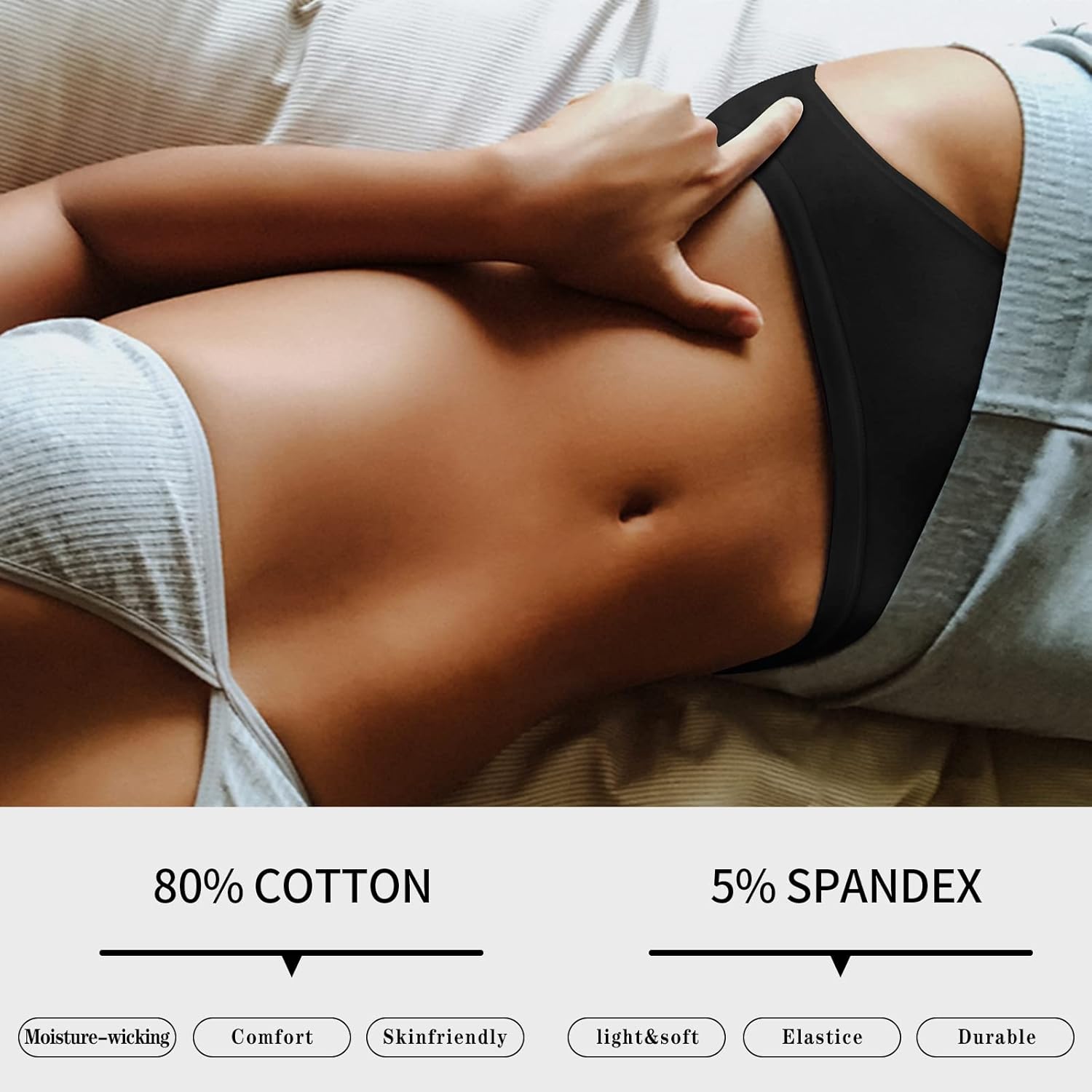 Eiggam Women's Cotton Bikini Panties,High-Cut Full Coverage Stretch Cool Underwear for Women - Image 2