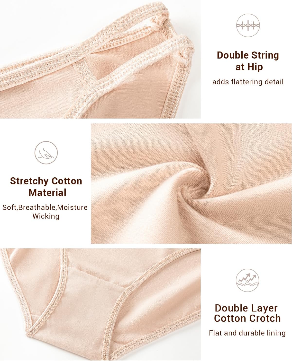 Jo & Bette String Bikini Underwear for Women - Bikini Panties - Cotton Underwear Tango Hipster Soft Sexy 6 Pack - Image 3