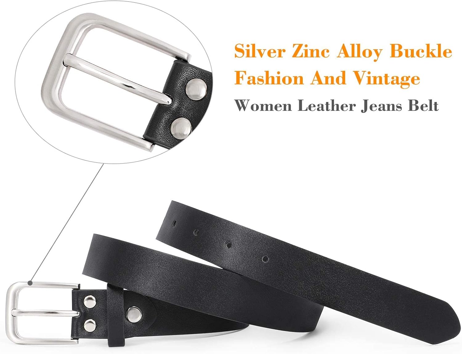 WHIPPY Women Casual Leather Belt for Jeans Pants, Fashion Ladies Waist Dress Belt - Image 5