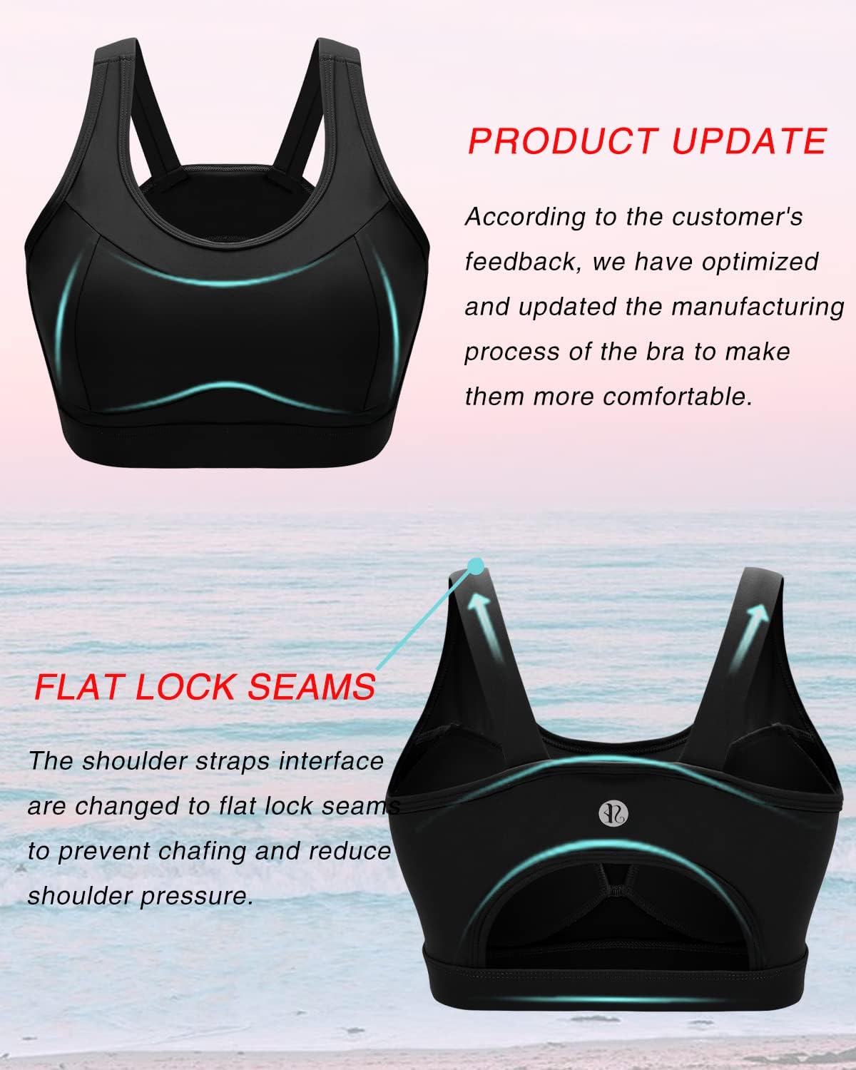 RUNNING GIRL High Impact Sports Bras for Women,Racerback Running Bra Workout Crop Tank Tops Longline Sports Bra Push up - Image 5