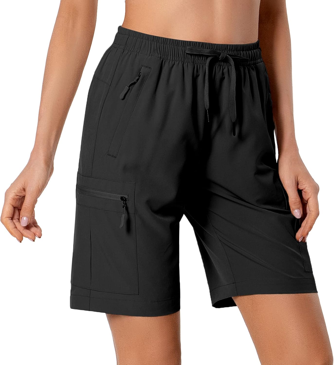 Hugut Women's Lightweight Hiking Cargo Shorts Quick Dry Athletic Shorts Camping Travel Golf Zipper Pockets Water Resistant - Image 2