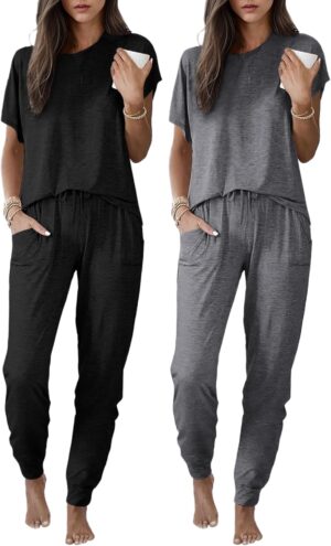 Ekouaer 2 pack Pajama Sets for Wome...