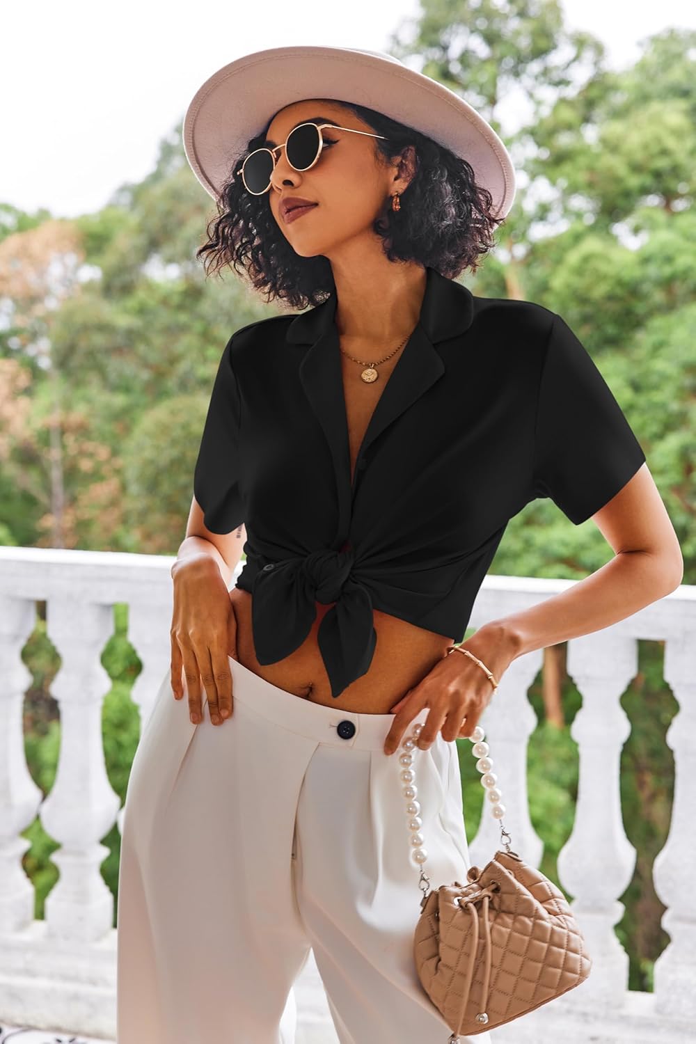 Ekouaer Pajamas Set for Women Short Sleeve Sleepwear Button Down Pjs Lounge Sets Soft Nightwear - Image 5