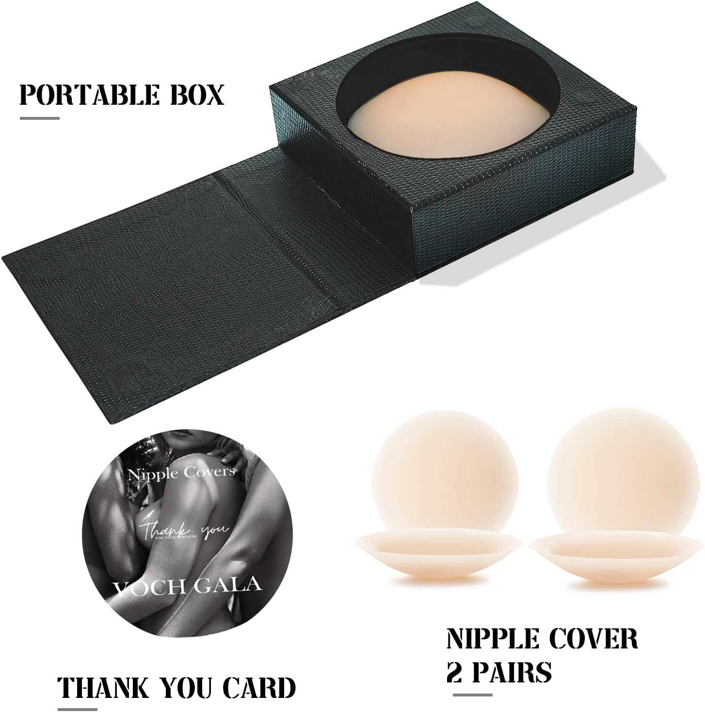 VOCH GALA Nipple Covers 2 Pairs-Seamless and Sheer Adhesive Silicone Nipple Pasties for Women Reusable, Sticky Breast Petals - Image 5