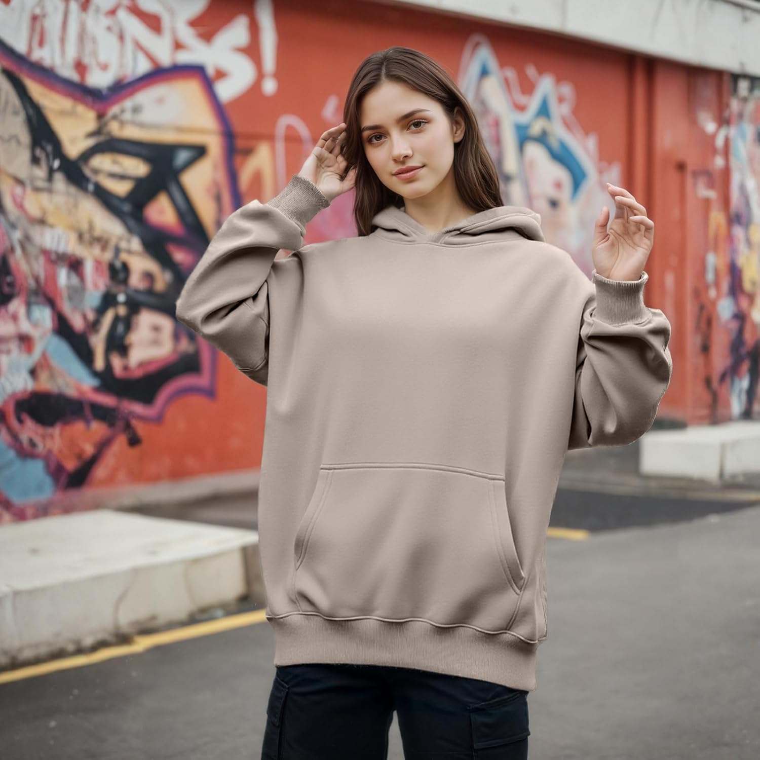 Women Hoodies Sweatshirts Sweaters Fleece Hooded Oversized Long Sleeve Crewneck Shirts Fall Winter Outfits Pocket - Image 4