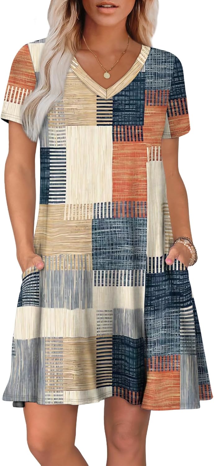 WIHOLL Boho Summer Dresses for Women Casual Loose T Shirt Dress with Pockets Beach Vacation Outfits S-4XL - Image 2