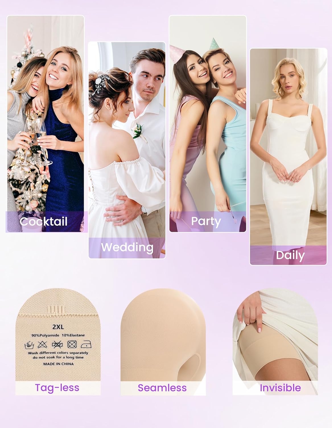 SIMIYA Shapewear Tummy Control Shorts for Women, 5-IN-1 Body Shaper High Waisted Girdle Boyshort Slip Short for Under Dresses - Image 5