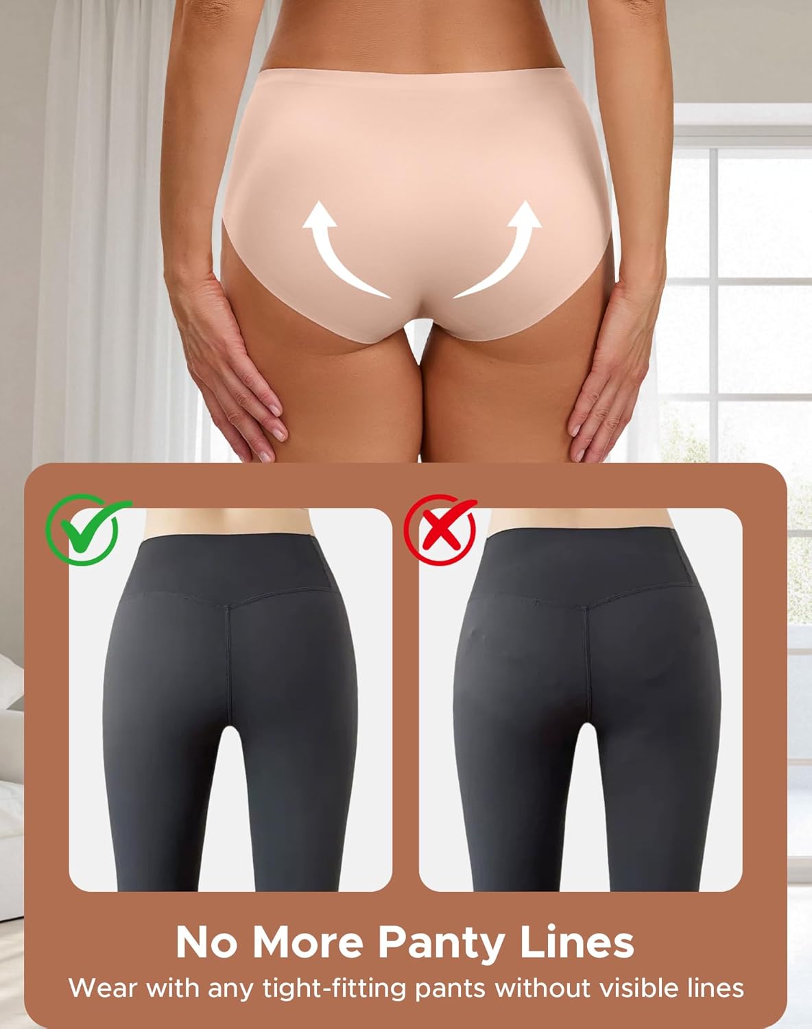 INNERSY Womens Seamless Underwear No Show Full Coverage Hipster Panties Stretchy Invisible Briefs 3-Pack - Image 3
