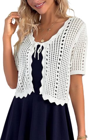 Kate Kasin Women Crochet Shrug Swea...