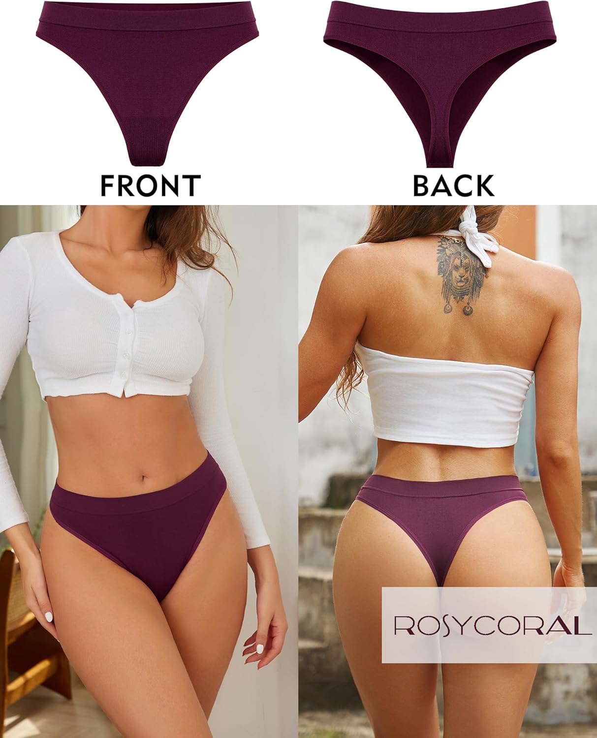 High Waisted Thong for Women Panties Breathable Sporty Tangas Seamless No Show Underwear Pack S-XL - Image 2