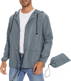 Zando Packable Mens Rain Jacket Lig...