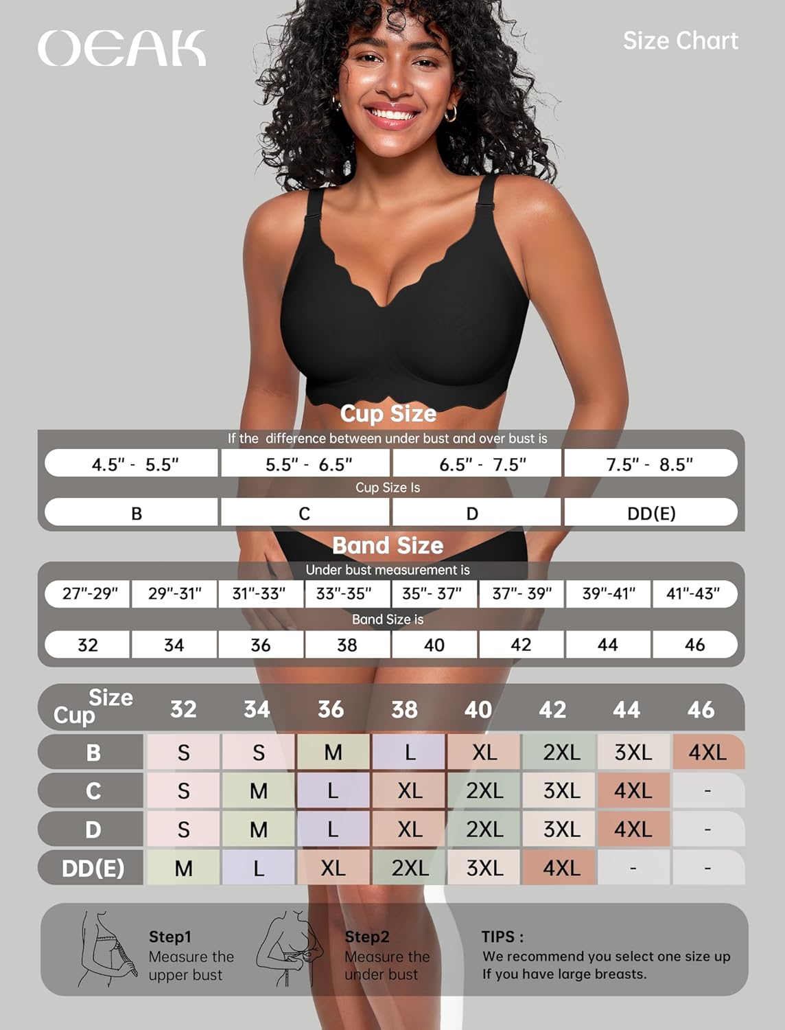 OEAK Women Jelly Bras No Underwire Scalloped Push Up Buttery Soft Tshirt Bra Seamless Full Coverage Convertible Everyday Bra - Image 6