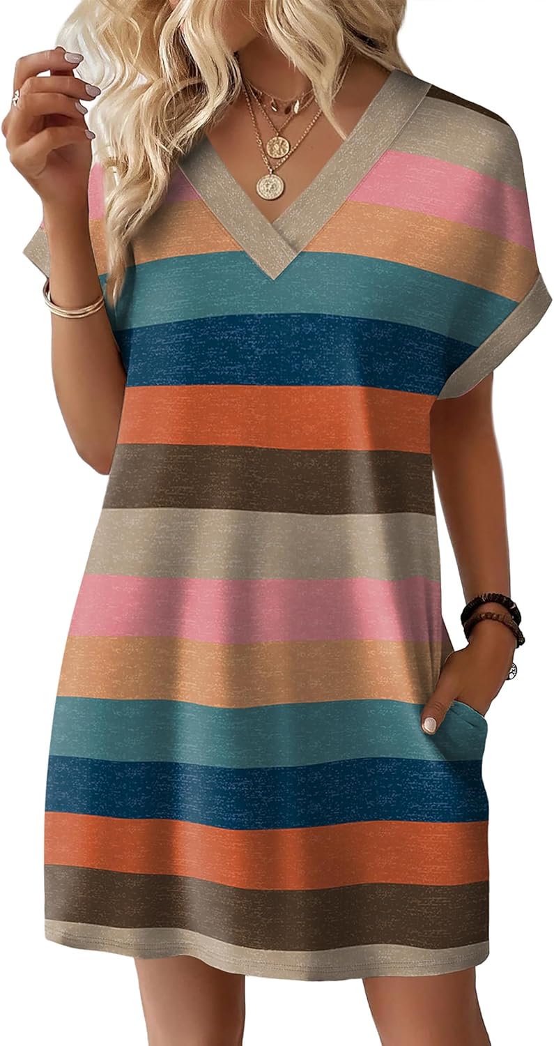 WIHOLL Summer Dresses for Women Casual Tshirt Dress Midi Dresses Fashion Beach Vacation Clothes - Image 2