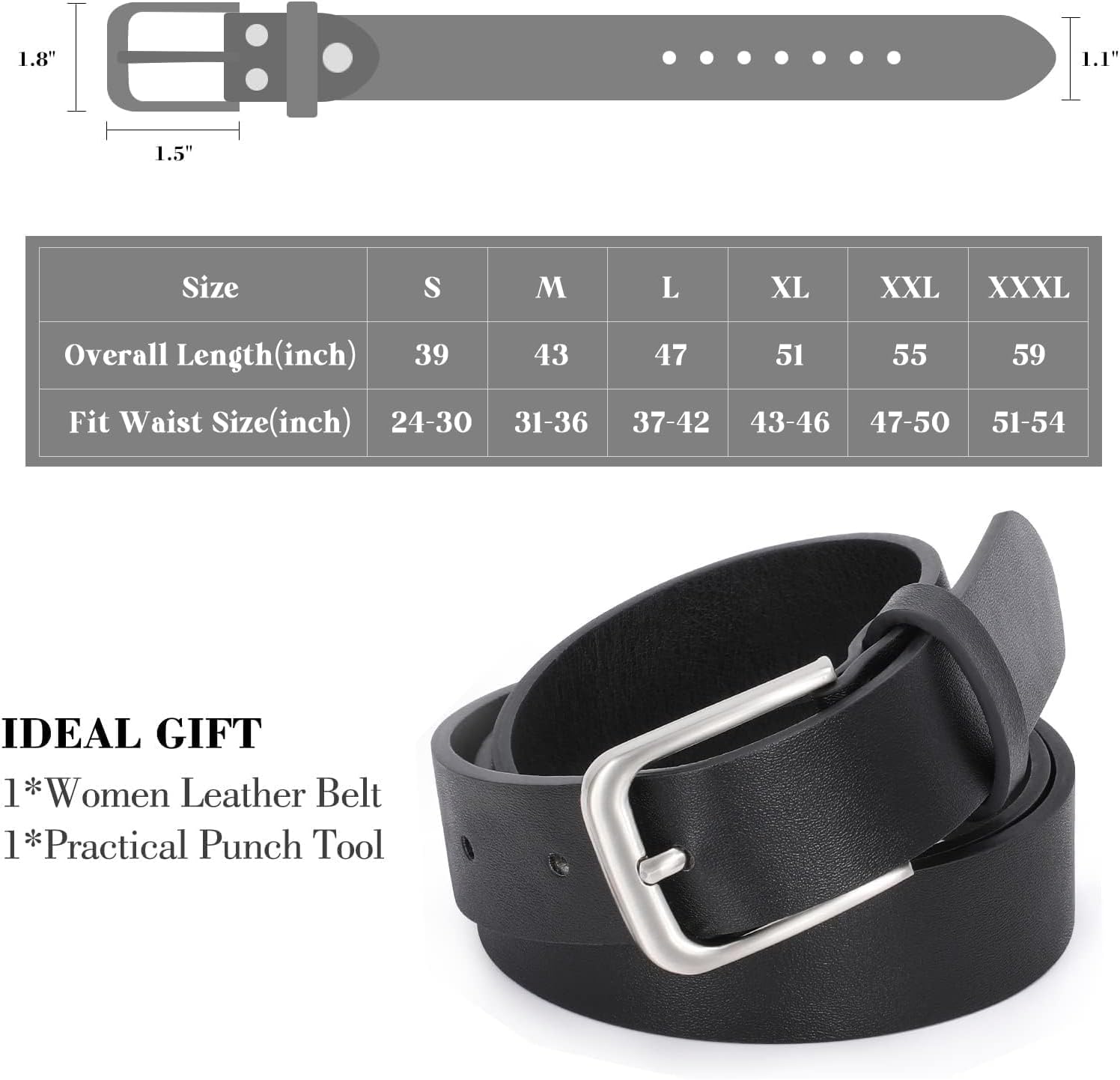WHIPPY Women Casual Leather Belt for Jeans Pants, Fashion Ladies Waist Dress Belt - Image 6