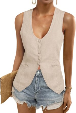Tankaneo Womens Scoop Neck Blazer V...