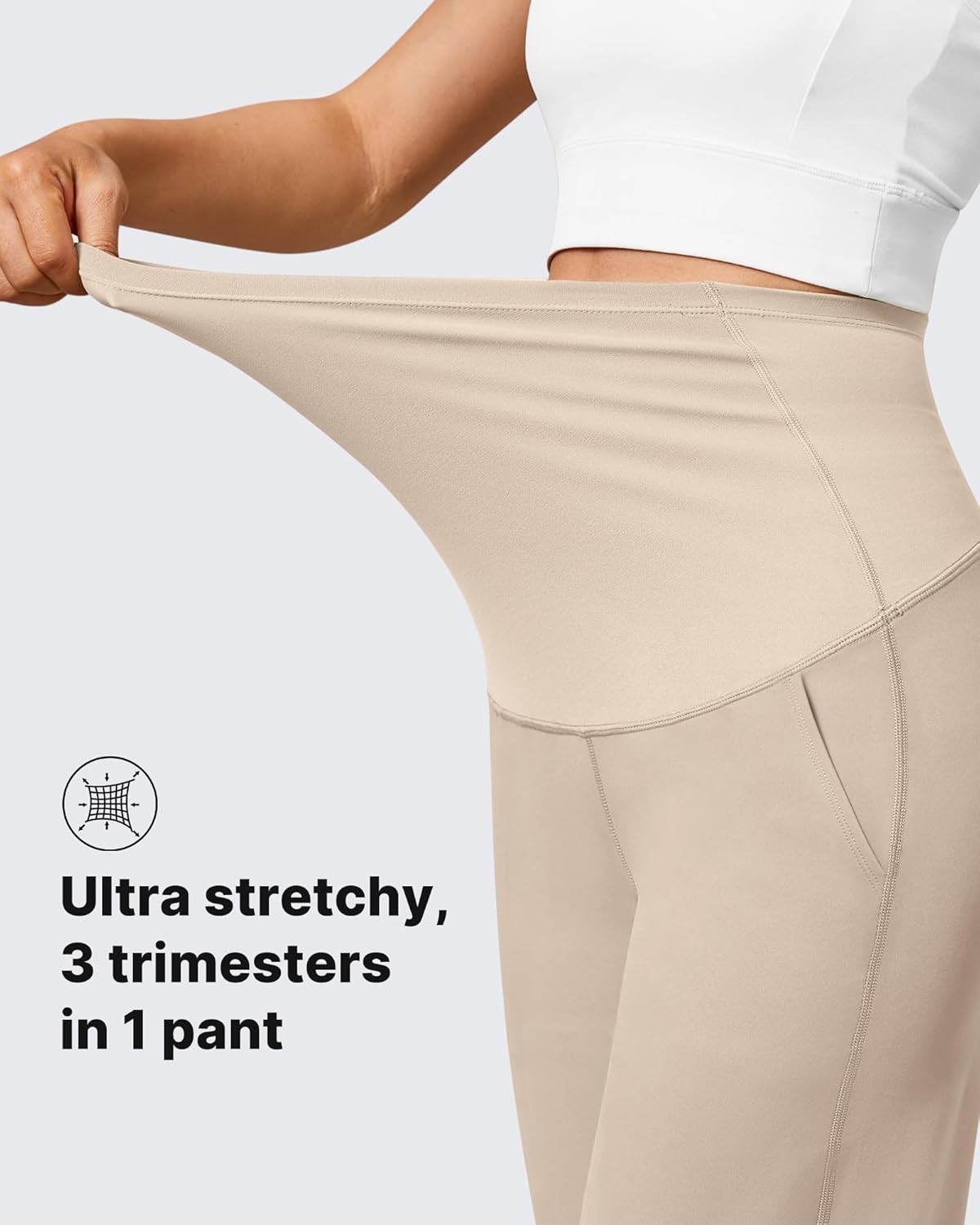 G4Free EverGoing Maternity Pants Over the Belly Yoga Dress Work Stretchy Lounge Pregnancy Wide Leg Trousers with Pockets - Image 4
