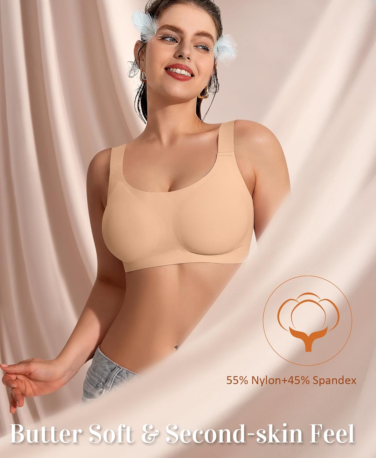 Wireless Jelly Seamless Bras for Women No Underwire Tshirt Full Coverage Padded Bra Comfortable Everyday Bralettes - Image 2
