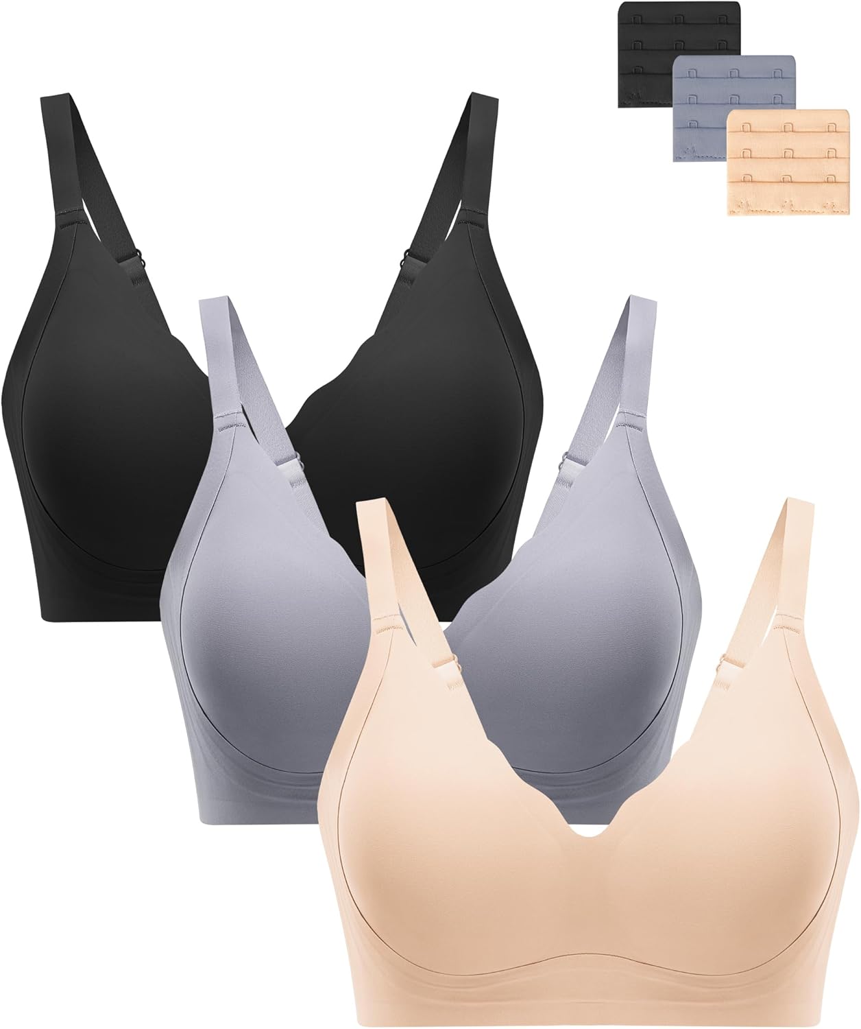 HBselect Jelly Bras for Women No Underwire 3PCS Comfort Wireless Push Up Bras Seamless Scalloped Lift Everyday Bralettes - Image 8
