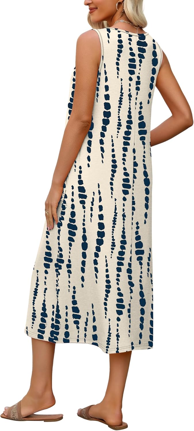 OFEEFAN Maxi Dress Sleeveless Casual Summer Dresses for Women 2026 Decorative Button Down Sundresses with Pockets - Image 5