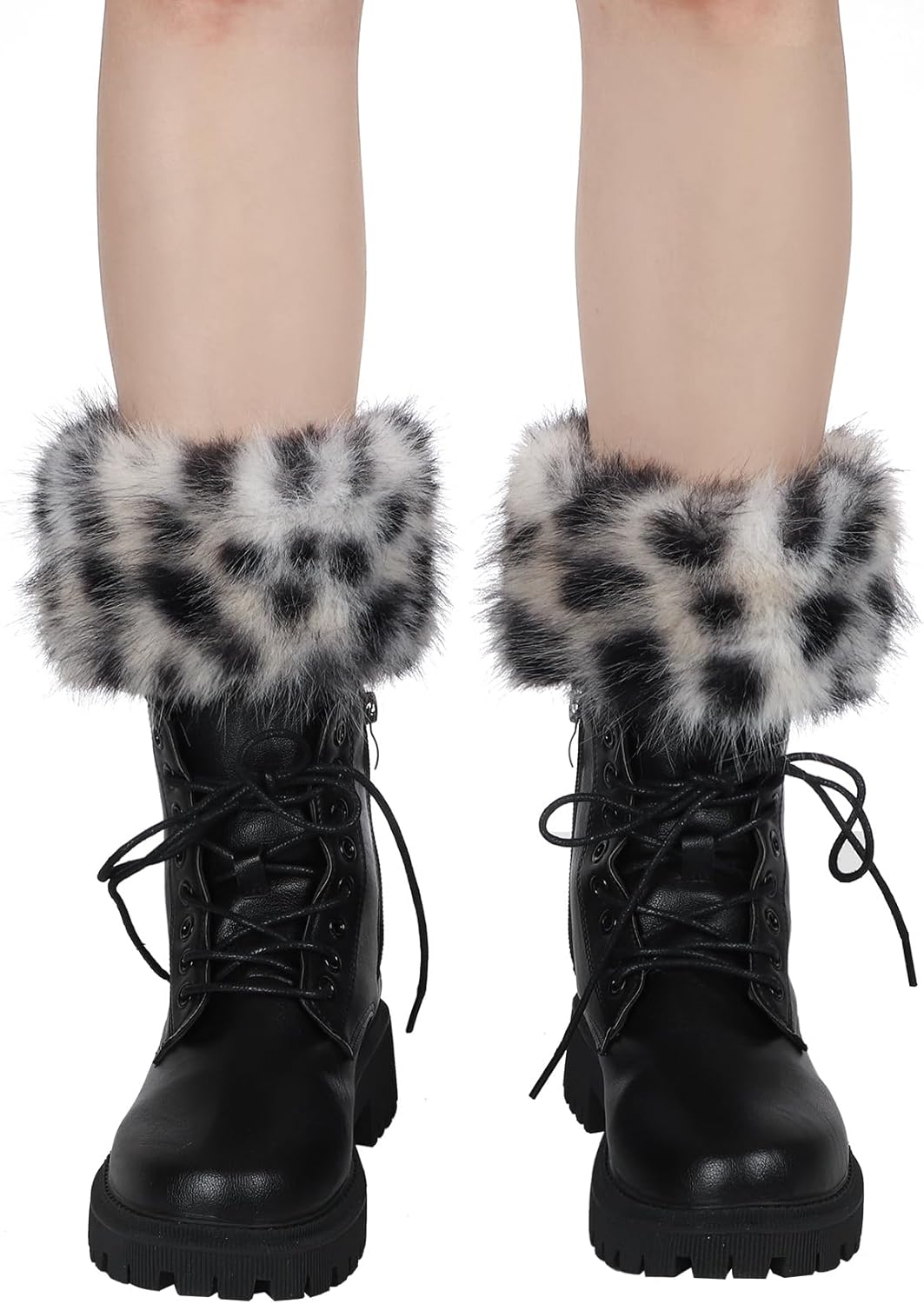 LA CARRIE Women Faux Fur Plush Leg Warmers Short Furry Fuzzy Leg Cuffs Girls Winter Knitted Boot - Image 2