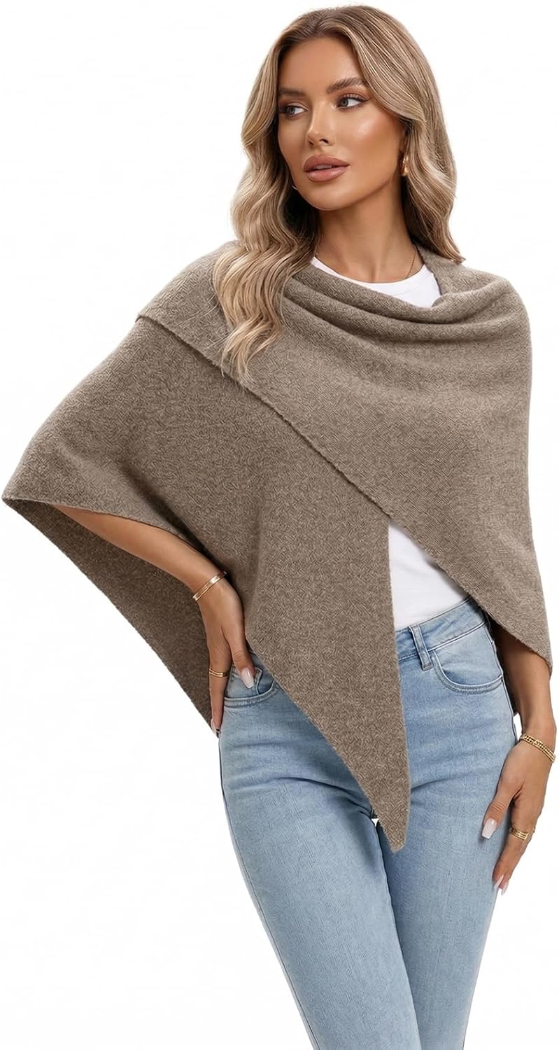 Shawl Wraps Women Pashmina Cardigan Triangle Cape Knit Shoulder Top Sweater Scarf for Fall Winter - Image 3